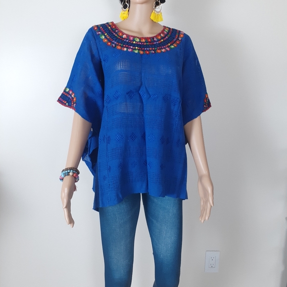 Tunic Dress Hand Loomed Amuzgos Authentic Huipil Dress Hand Embroidered